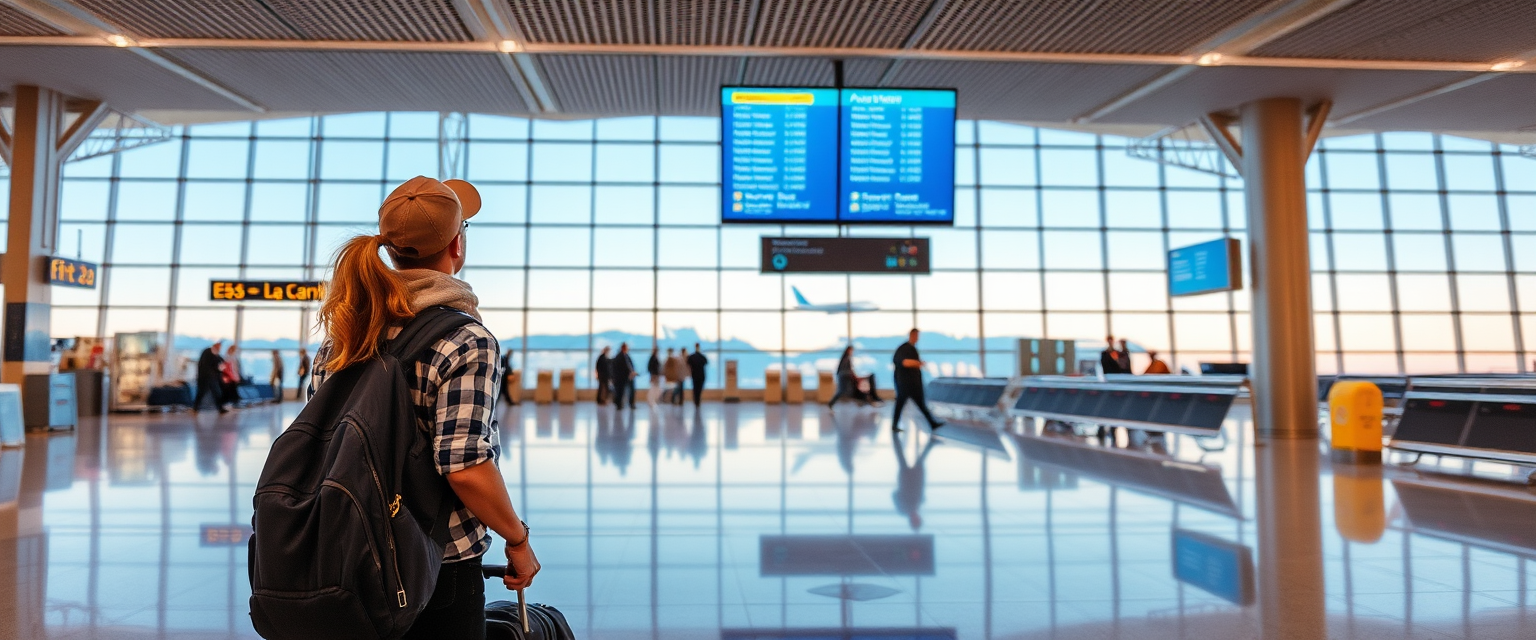 a traveler in the aeroport